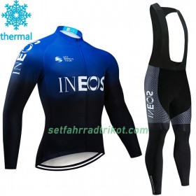 Radbekleidung Radtrikot Langarm + Lang Trägerhose 2019 TEAM INEOS Winter Thermal Fleece N002
